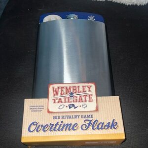 Wembley 64 oz. Overtime Flask, NIB, stainless steel, brushed finish, gift